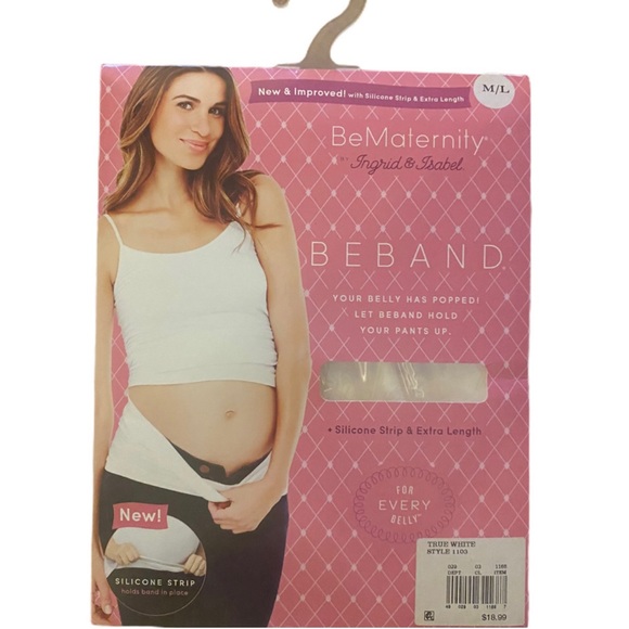 BeBand BeMaternity by Ingrid & Isabel True White Silicone Strip Extra Length M/L - Picture 1 of 5